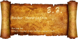 Beder Henrietta névjegykártya